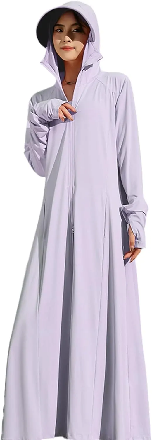 Women's UPF50  Sun Protection Clothing Summer Long Tunic Maxi Beach Dresses Lightweight Swimsuit Cover Up
