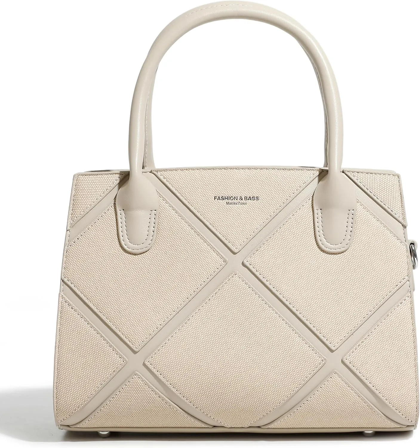 Women's Vegan Leather Top Handle Crossbody Satchel Tote Work Bag in Checkered Pattern