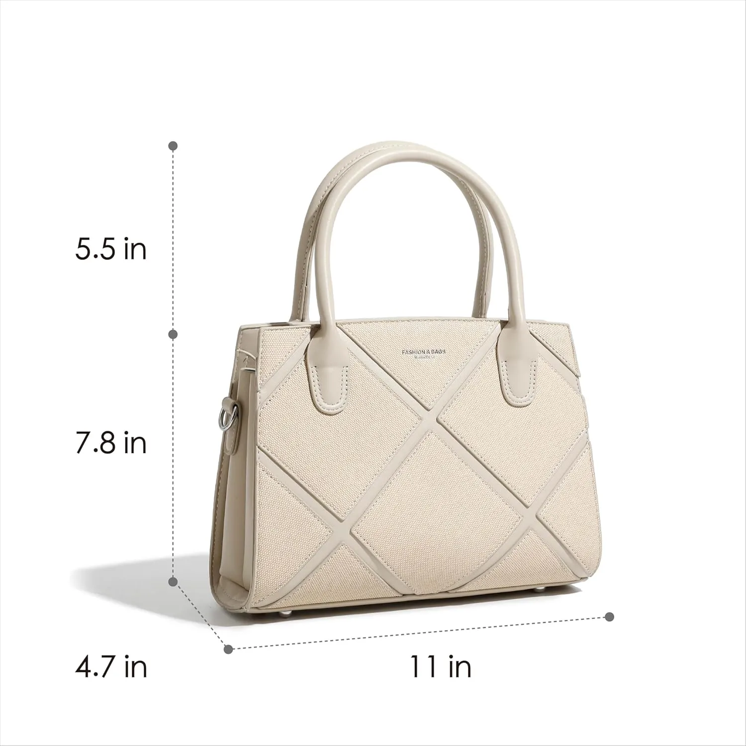 Women's Vegan Leather Top Handle Crossbody Satchel Tote Work Bag in Checkered Pattern