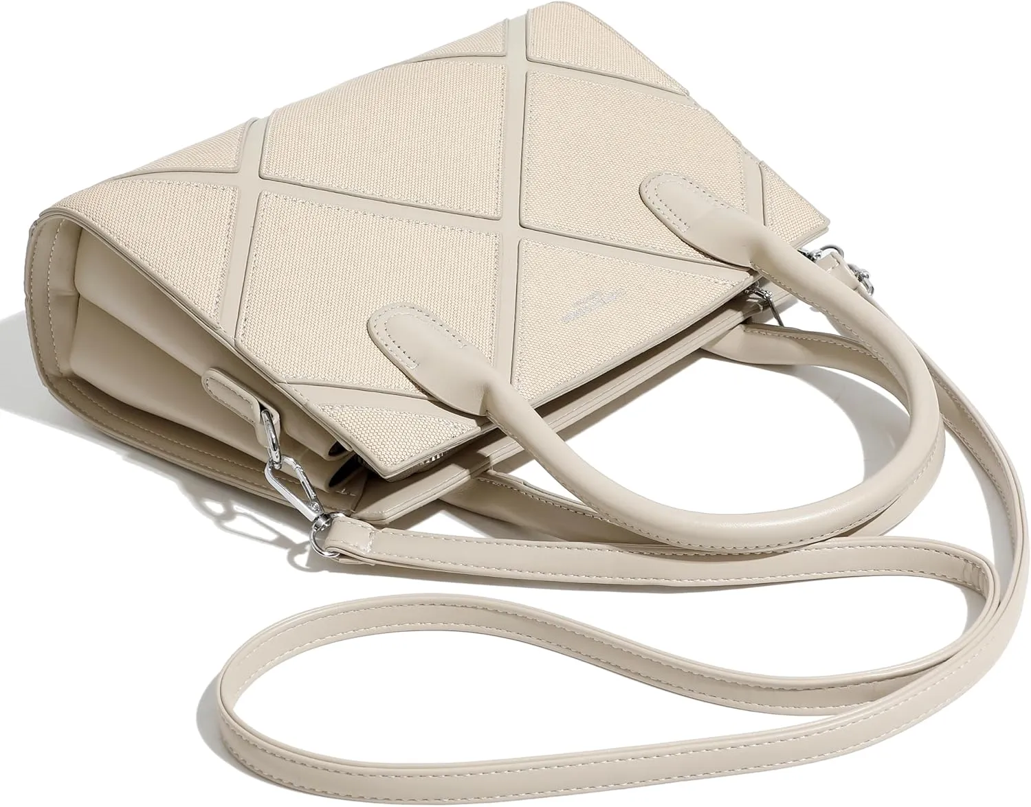 Women's Vegan Leather Top Handle Crossbody Satchel Tote Work Bag in Checkered Pattern