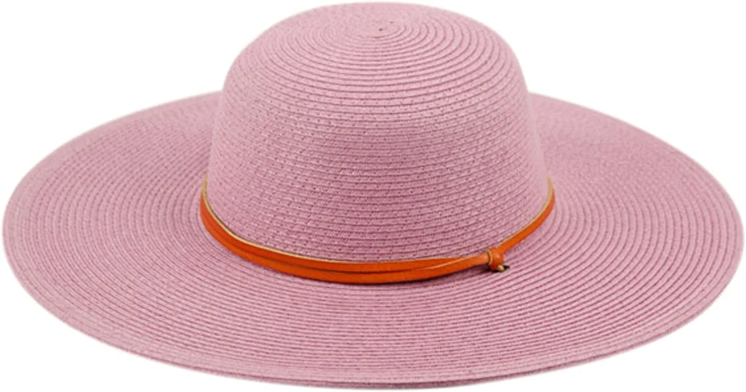 Women's Wide Brim Braided Sun Hat with Wind Lanyard Rated UPF 50  Sun Protection-FL2403
