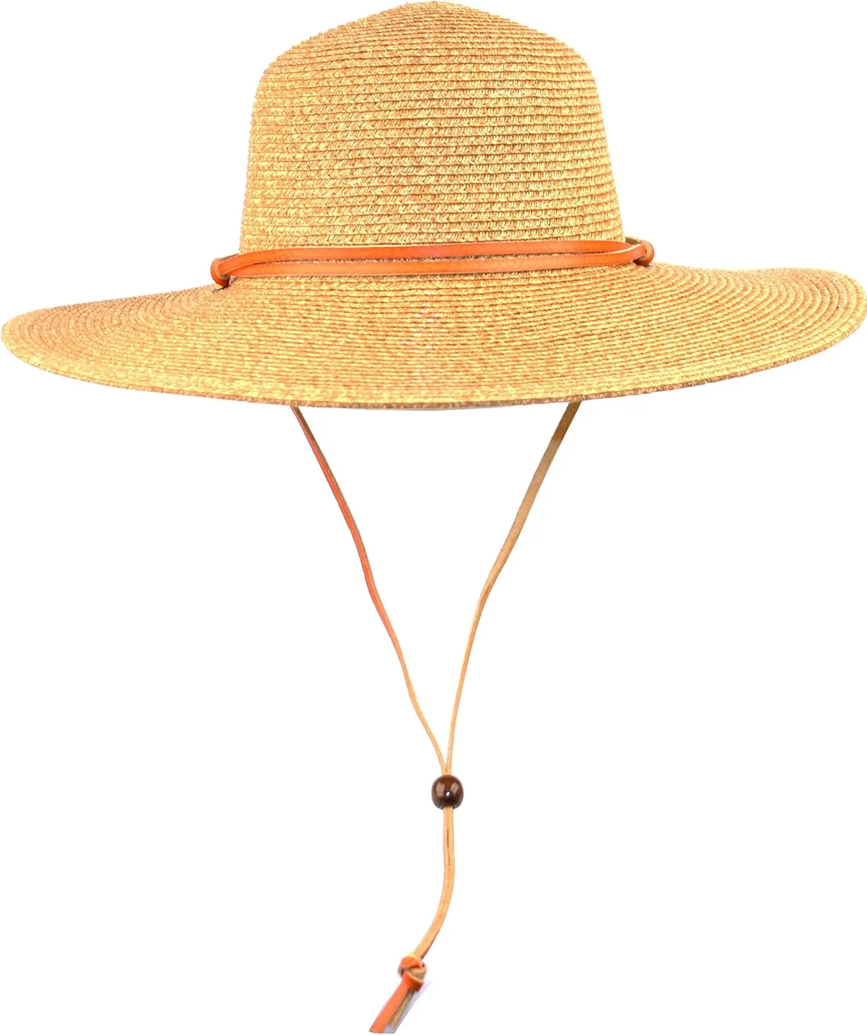 Women's Wide Brim Braided Sun Hat with Wind Lanyard Rated UPF 50  Sun Protection-FL2403