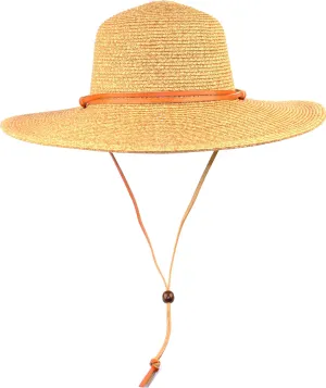 Women's Wide Brim Braided Sun Hat with Wind Lanyard Rated UPF 50  Sun Protection-FL2403