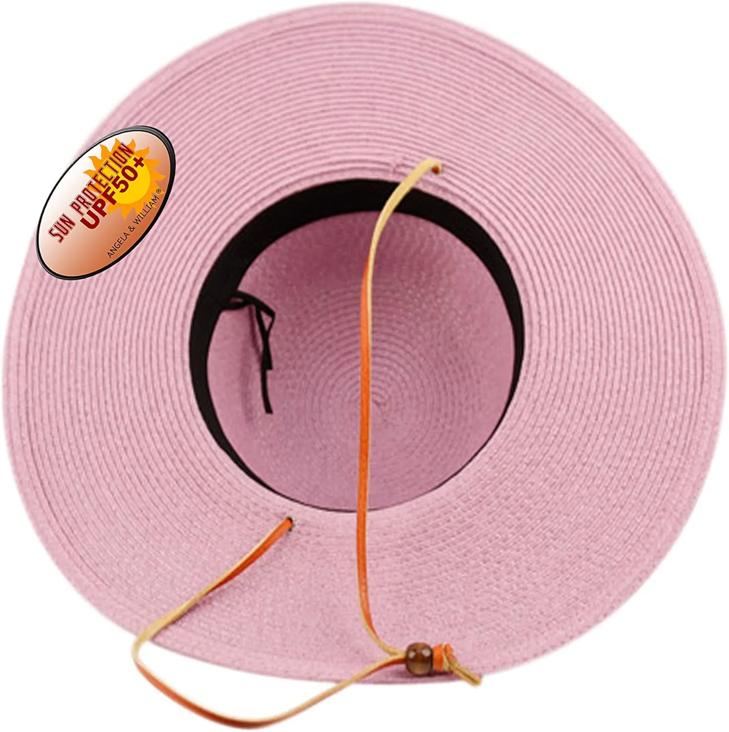 Women's Wide Brim Braided Sun Hat with Wind Lanyard Rated UPF 50  Sun Protection-FL2403