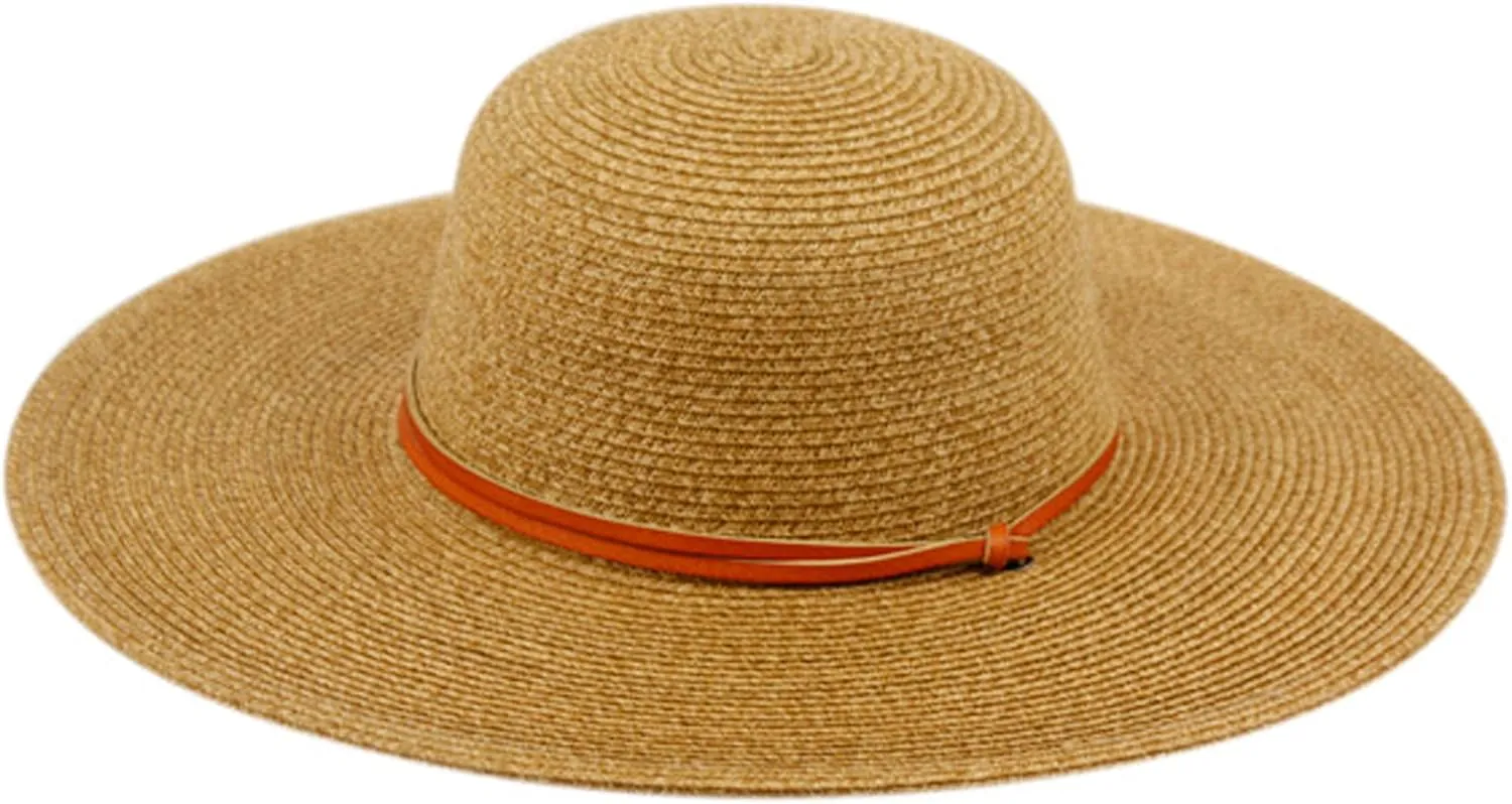Women's Wide Brim Braided Sun Hat with Wind Lanyard Rated UPF 50  Sun Protection-FL2403
