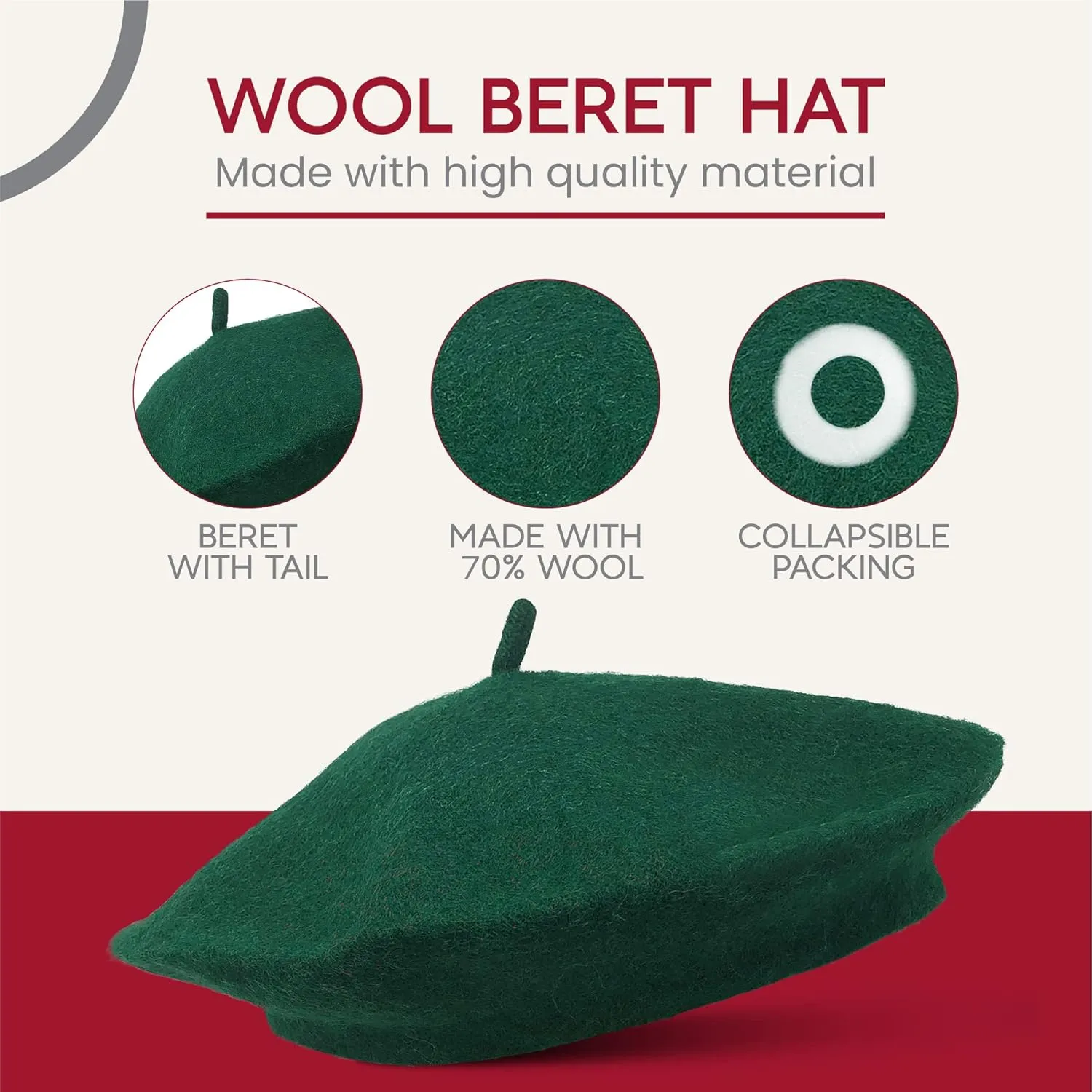 Women's Wool French Beret – Stylish, Chic & Cozy Parisian Unisex Hat for All Seasons