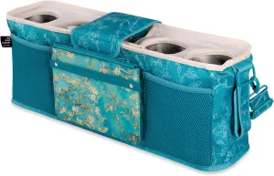 WONDERFOLD Universal Parent Console Stroller Organizer with Insulated Cup Holders, Hook & Loop Closure Handle Attachment, 2 Storage Pockets, Removable Shoulder Strap for Easy Transport