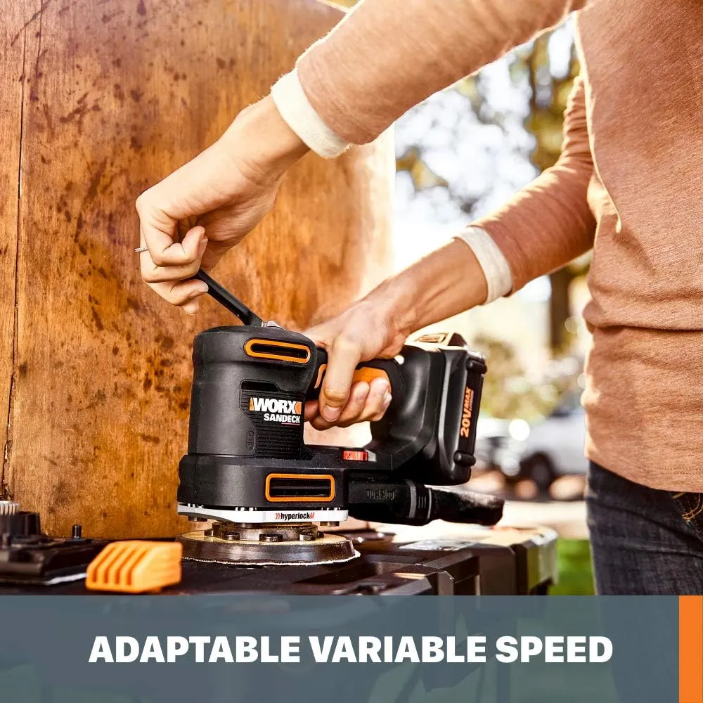 WORX 20V Random Orbital Sander, 5-in-1 Cordless Multi-Sander,Electric Sander with Battery and Charger, WX820L