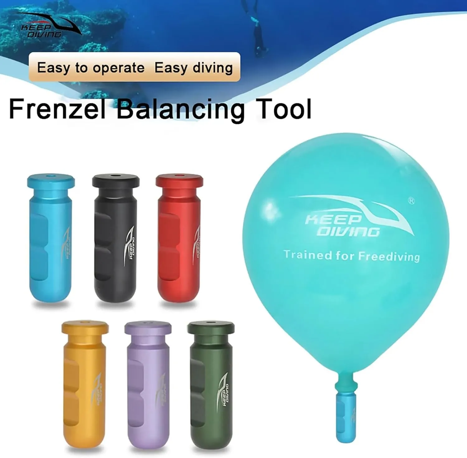 WYYHAA Ear Equalization Training Tool, Aluminum Alloy Underwater Apnea Auxiliary Practing Tool with 3 Balloons and Storage Box