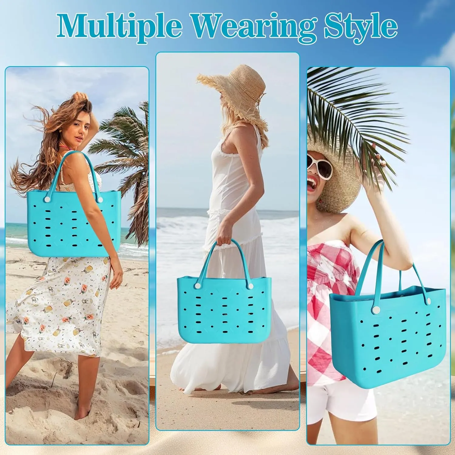 X-Large Rubber Beach Tote for Men & Women, Large Capacity Travel Bag for Boat & Pool