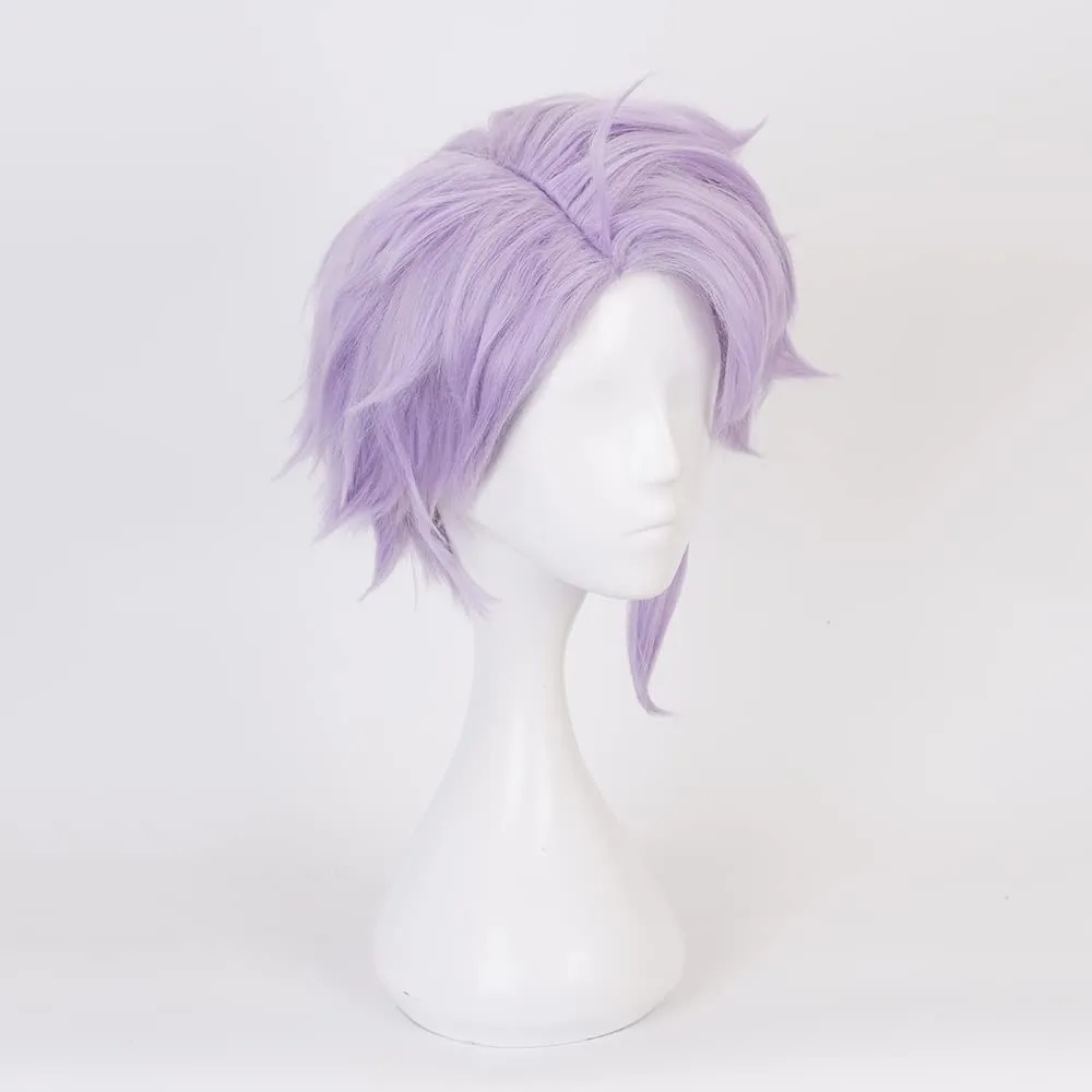 XiongXiongLe Azul Ashengrotto Wig Cosplay Anime Role Gray Purple Short Natural Wavy Heat Resistant Synthetic Hair Wig for Women Cos Party Halloween Christmas