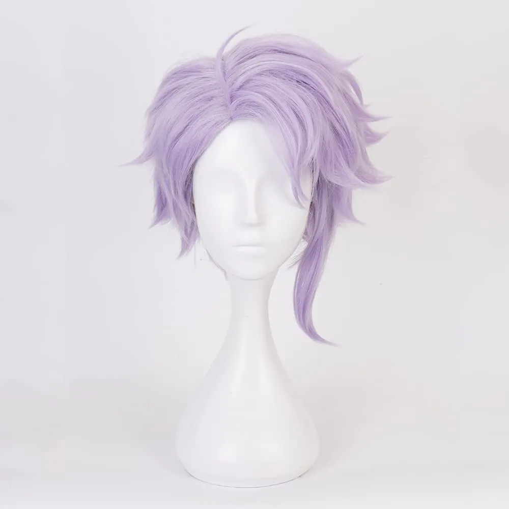 XiongXiongLe Azul Ashengrotto Wig Cosplay Anime Role Gray Purple Short Natural Wavy Heat Resistant Synthetic Hair Wig for Women Cos Party Halloween Christmas