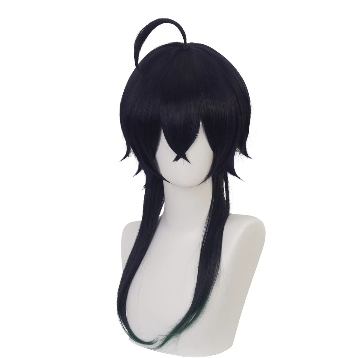 XiongXiongLe Malleus Draconia Unisex Cosplay Wig Anime Role Men Costume Long Black Fringe Ahoge Heat Resistant Synthetic Hair Wig for Cos Party