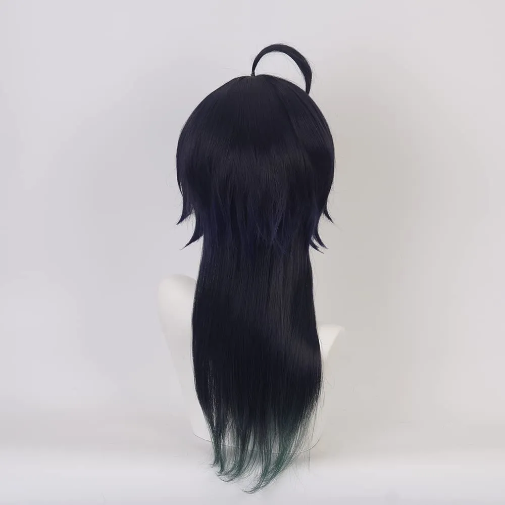 XiongXiongLe Malleus Draconia Unisex Cosplay Wig Anime Role Men Costume Long Black Fringe Ahoge Heat Resistant Synthetic Hair Wig for Cos Party