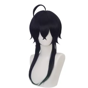 XiongXiongLe Malleus Draconia Unisex Cosplay Wig Anime Role Men Costume Long Black Fringe Ahoge Heat Resistant Synthetic Hair Wig for Cos Party