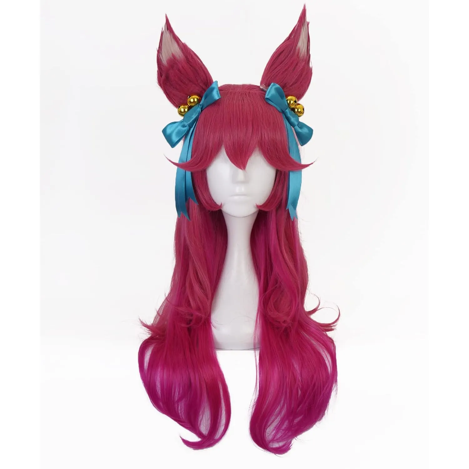 XiongXiongLe Soul Ahri Cosplay Wig Women Costume Gradient Wine Red Heat Resistant Synthetic Hair Wigs   Wig Cap for Girls Cos Anime Game Party Halloween Christmas(Ahri)