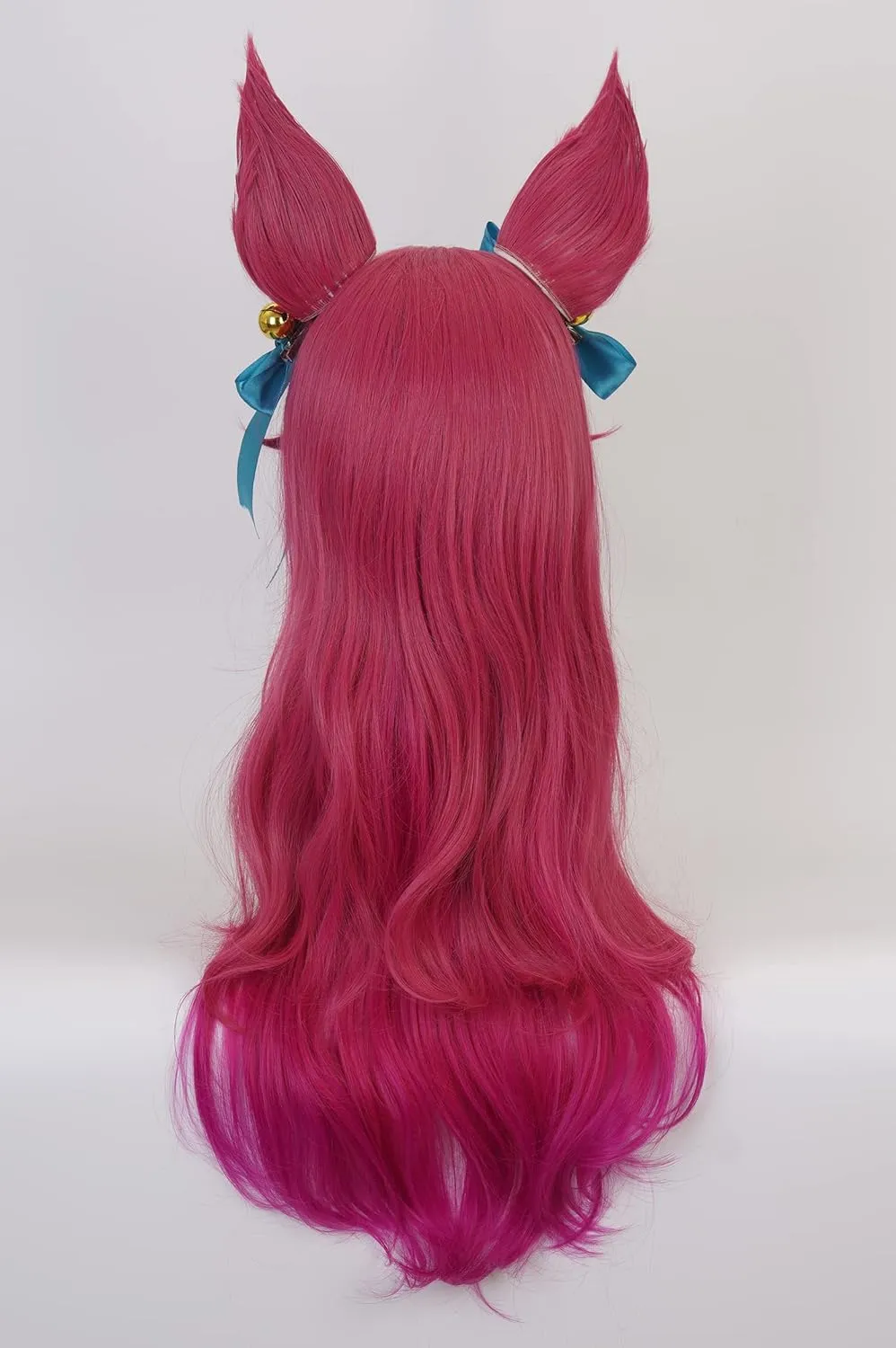 XiongXiongLe Soul Ahri Cosplay Wig Women Costume Gradient Wine Red Heat Resistant Synthetic Hair Wigs   Wig Cap for Girls Cos Anime Game Party Halloween Christmas(Ahri)