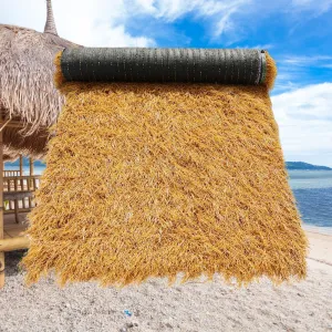 XLX TURF Artificial Thatch Straw Roof, Tiki Bar Mexican Tropical Party Decoraions Waterproof & Fireproof Synthetic Palm Hay Bales Material DIY Crafts, 15 ft x 15.74 in