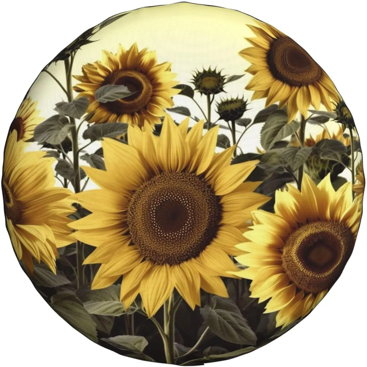 Yellow Sunflower Floral Tire Cover Outdoor Waterproof Snow Sun Rain Wheel Cover Portable Wheel Bags Camper Spare Tire Cover Universal Car Tire Protectors for Trailer RV SUV