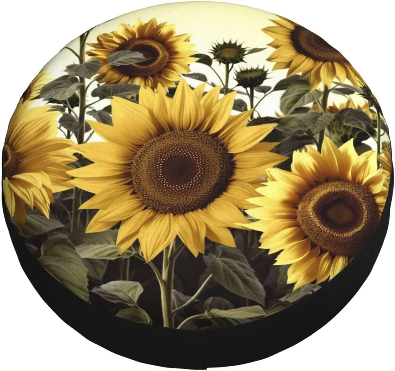 Yellow Sunflower Floral Tire Cover Outdoor Waterproof Snow Sun Rain Wheel Cover Portable Wheel Bags Camper Spare Tire Cover Universal Car Tire Protectors for Trailer RV SUV