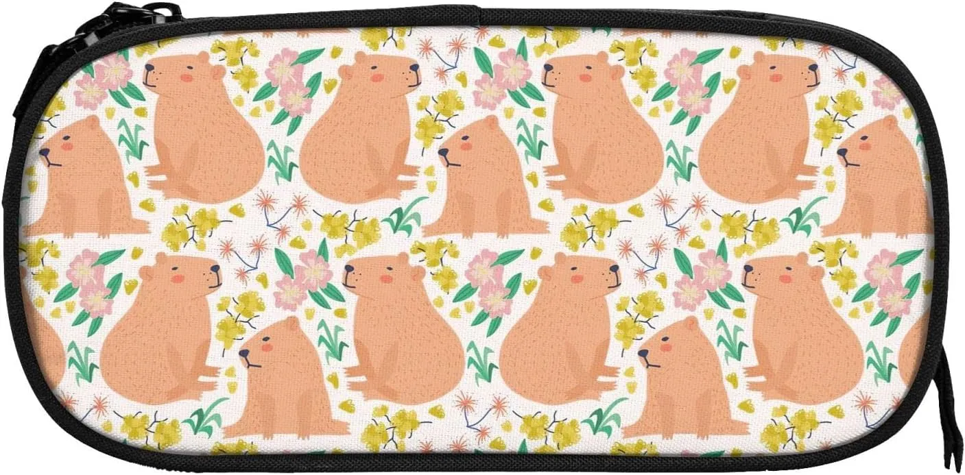 YETTA YANG Cute Capybara Capybaras Flower Pencil Box Case for Pen Holders Office Supplies Big Capacity large
