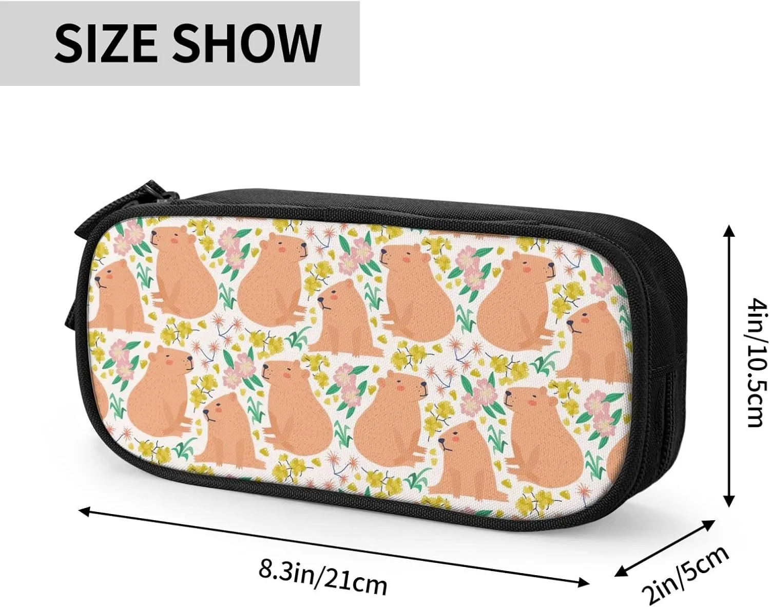 YETTA YANG Cute Capybara Capybaras Flower Pencil Box Case for Pen Holders Office Supplies Big Capacity large