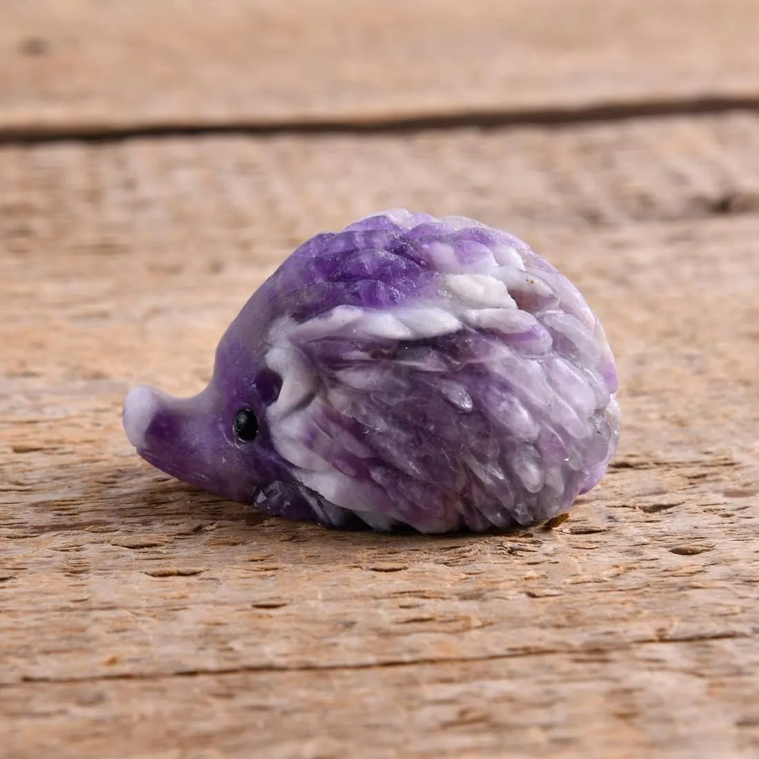 YGLINE Amethyst Hedgehog Mini Animal Statue Hand-Carved Gemstone Healing Crystal Collection