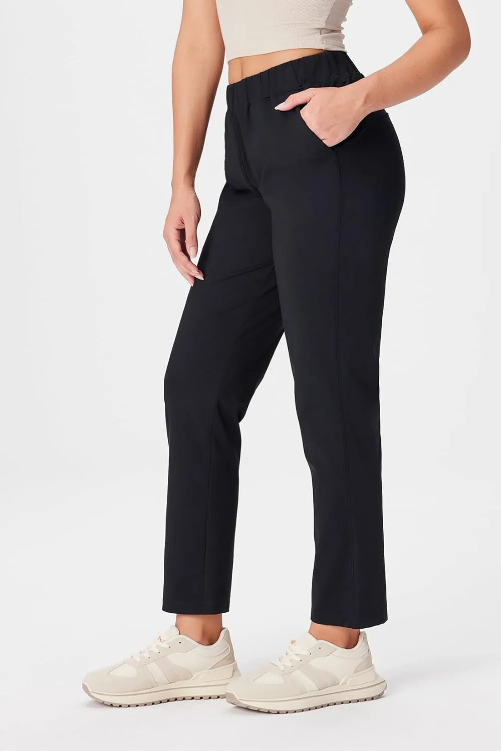 Yogipace Petite/Regular/Tall Women's 7/8 Lightweight Stretch Ankle Pant with Pockets for Golf Travel Commute Lounging