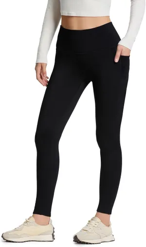 Yogipace Women's CozyWarmth Petite/Regular/Tall High Waisted Thick Fleece Lined Leggings Warm Thermal Tight with Side Pockets