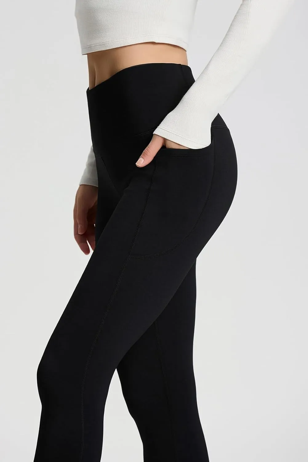 Yogipace Women's CozyWarmth Petite/Regular/Tall High Waisted Thick Fleece Lined Leggings Warm Thermal Tight with Side Pockets