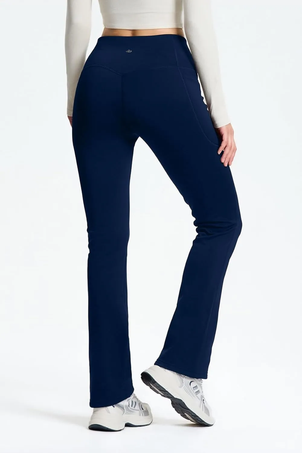 Yogipace Women's CozyWarmth Petite/Regular/Tall Thick Fleece Lined Bootcut Pants Thermal Flare Leggings with Side Pockets