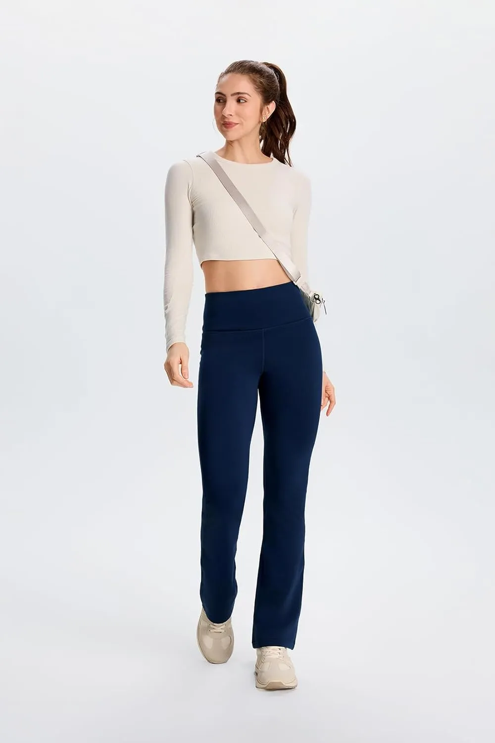 Yogipace Women's CozyWarmth Petite/Regular/Tall Thick Fleece Lined Bootcut Pants Thermal Flare Leggings with Side Pockets