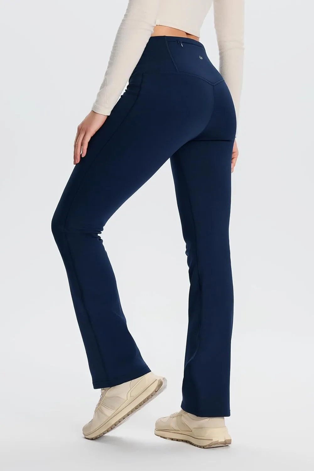 Yogipace,Petite/Regular/Tall Women's CozyWarmth High Waisted Thick Fleece Lined Bootcut Pants Thermal Flare Leggings