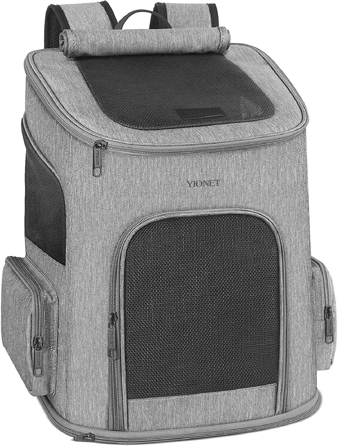 Ytonet Dog Backpack Carrier, Pet Carrier Bag with Mesh for Small Dogs Cats Puppies, Comfort Cat Backpack Bag for Hiking Travel Camping Outdoor Hold Pets Up to 18 Lbs, Grey