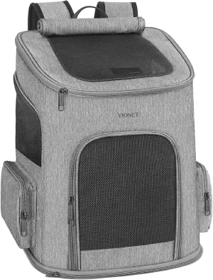 Ytonet Dog Backpack Carrier, Pet Carrier Bag with Mesh for Small Dogs Cats Puppies, Comfort Cat Backpack Bag for Hiking Travel Camping Outdoor Hold Pets Up to 18 Lbs, Grey