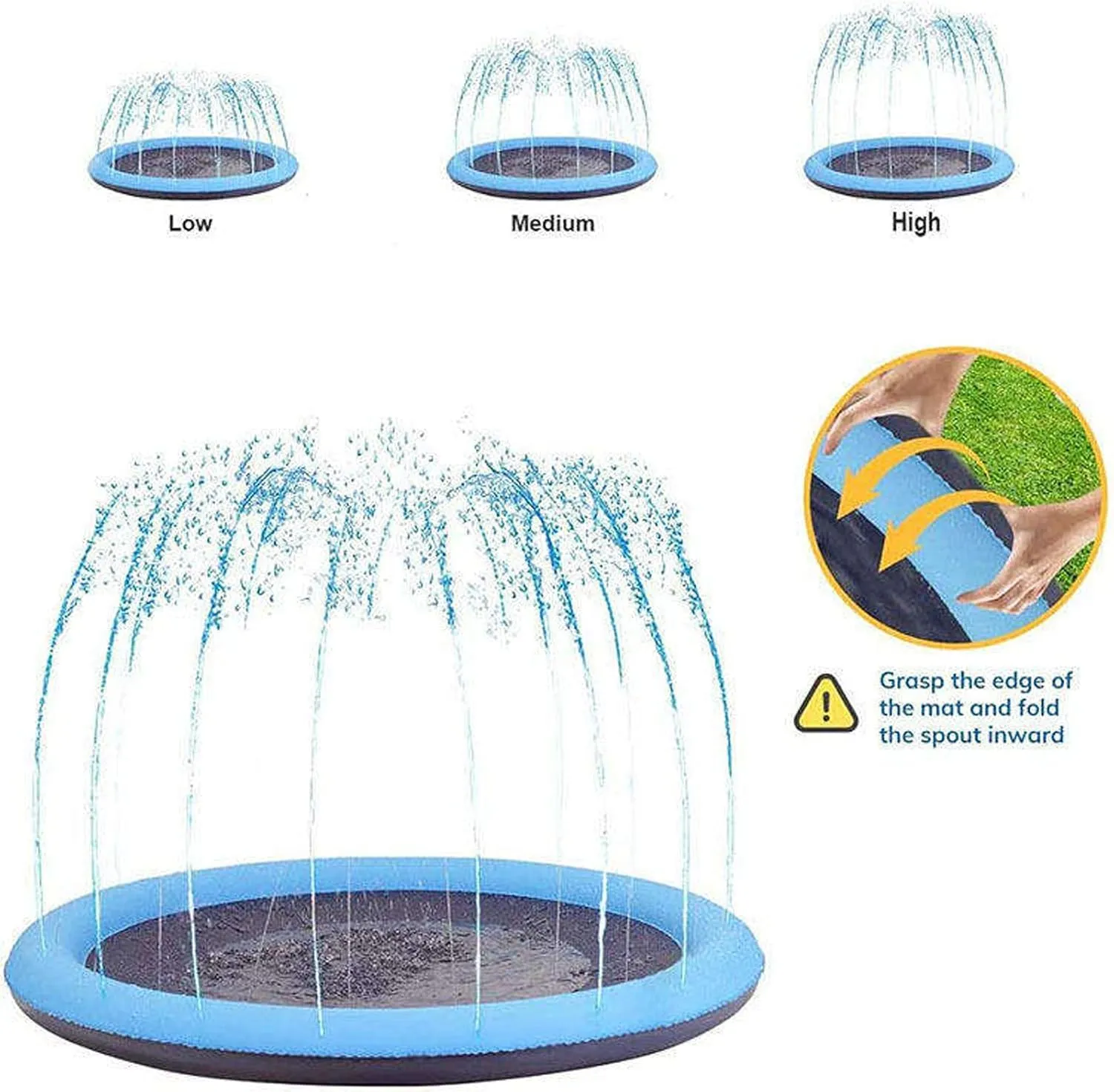 YUDANSI Splash Pad for Dogs&Kids, Foldable Sprinkler Pad Outside, Collapsible Play Water Bathtub Toy for Kiddie Puppies, Non Slip Wading Pool,Summer Outdoor Paddling Toys for Yard 39''