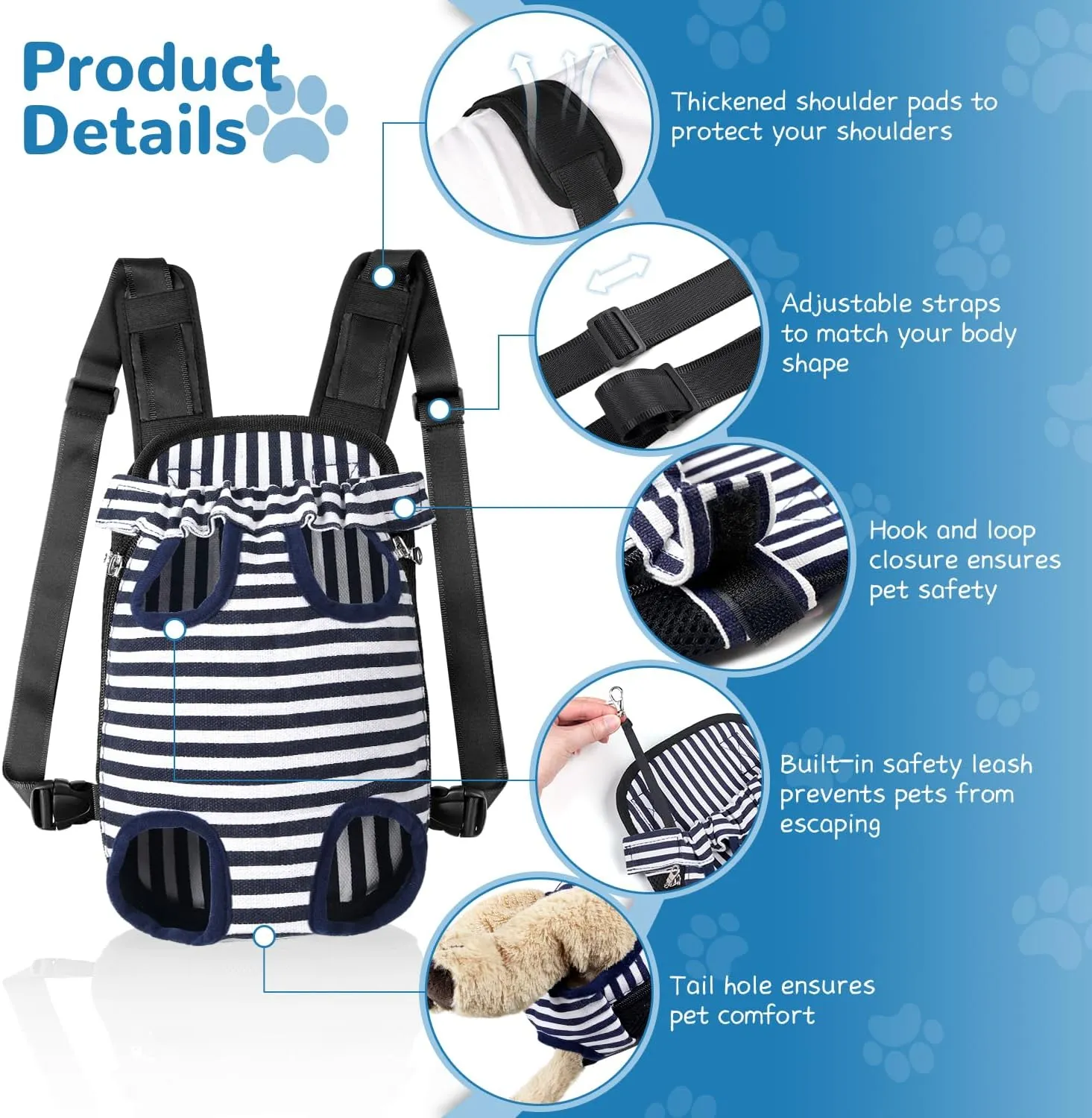 YUDODO Pet Dog Carrier Backpack Adjustable Dog Front Carrier, Legs Out Easy-Fit Dog Travel Backpack Carrier for Hiking Camping for Small Medium Dogs Cats and Rabbits