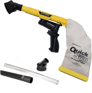 Zendex Tool - QuickSpiff Venturi Air Vacuum with Easy Empty Dust Bag - No Electricity Pneumatic Vacuum with Powerful Suction for Industrial and Personal Use - Yellow