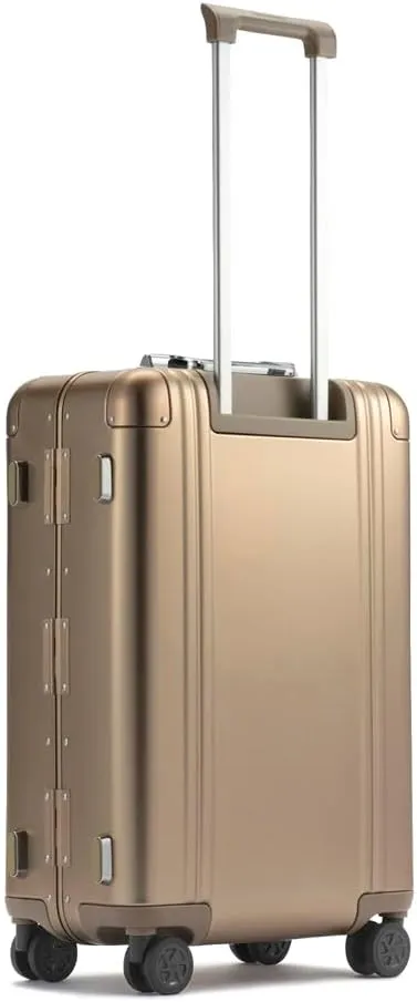ZERO Halliburton Classic Aluminum 3.0 Medium Zipperless Luggage, Hardside Suitcase with Wheels, Auto-Return Pull Handle, Double Latch Locks- TSA Accepted, Interior Divider, 24-Inch 59L, Sunset Gold
