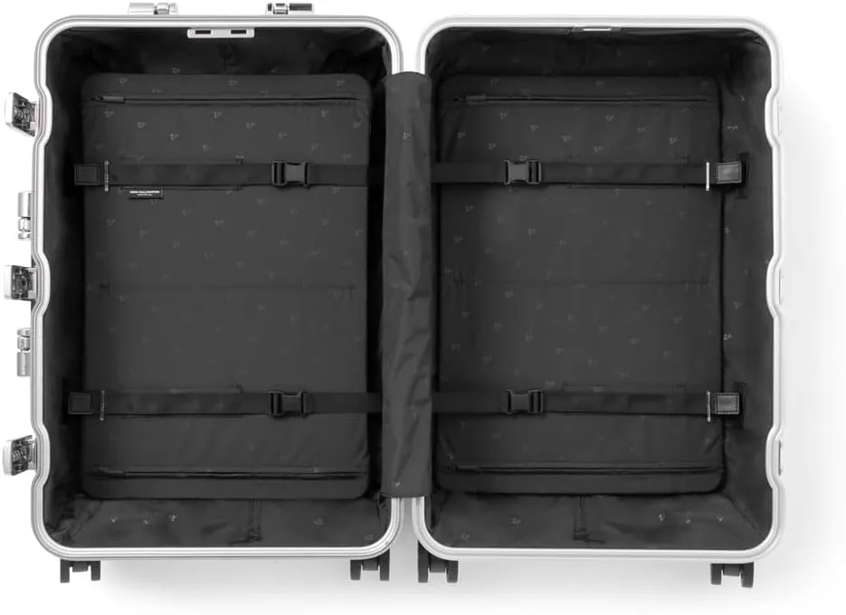 ZERO Halliburton Classic Aluminum 3.0 Medium Zipperless Luggage, Hardside Suitcase with Wheels, Auto-Return Pull Handle, Double Latch Locks- TSA Accepted, Interior Divider, 24-Inch 59L, Sunset Gold