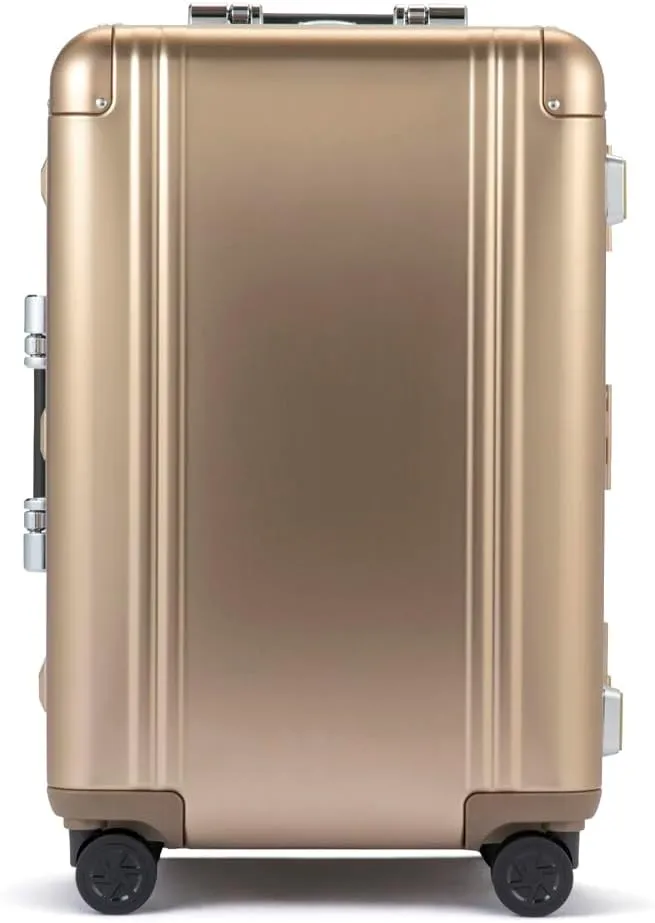 ZERO Halliburton Classic Aluminum 3.0 Medium Zipperless Luggage, Hardside Suitcase with Wheels, Auto-Return Pull Handle, Double Latch Locks- TSA Accepted, Interior Divider, 24-Inch 59L, Sunset Gold