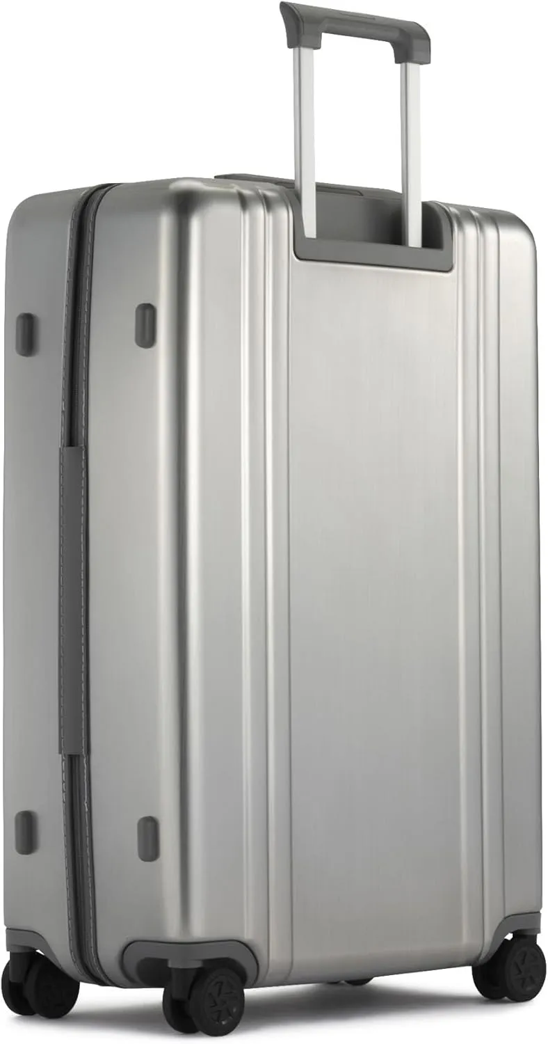 ZERO Halliburton Classic Lightweight 4.0 Large Hardside Travel Case, 30-Inch, Four Dual Spinner Wheels, TSA Accepted Lock, Telescoping Pull Handle, 83L, Brushed Finish- Silver
