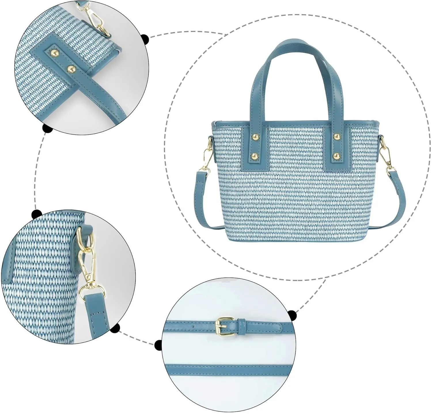 ZLM BAG US Women's Straw Top Handle Bag Handwoven Crochet Crossbody Shoulder Bag Summer Hobo Purse