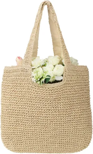 ZWIN Straw Beach Tote Bag for Women,Summer Beach Bag Rattan Handbag,Large Woven Beach Tote for Holiday,Daily Use.Handmade Weaving Handbag.